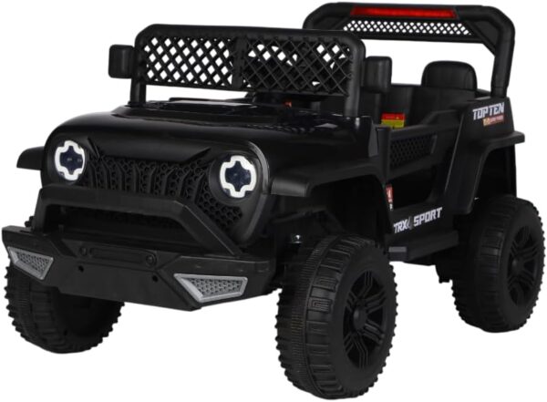 Bang Toys - Carrinho Elétrico Infantil Adventure 12V - com Luzes de LED, Sons, Entrada USB/MP3, Bluetooth, Controle Remoto - Suporta até 50kg - Cor Preto