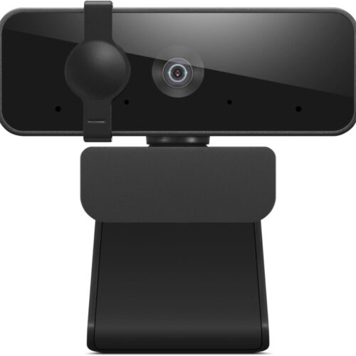 Lenovo Webcam HD 1080p (300 FHD) - Câmera de monitor com ângulo amplo de 95 graus, panorâmica e inclinação de 360 graus e microfones duplos - Câmera de mesa anexável com obturador de privacidade -