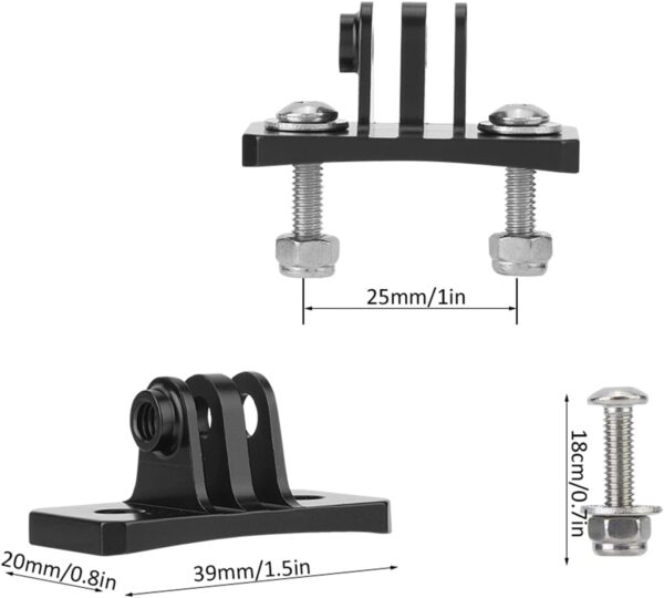 Suporte fixo para capacete, adaptador de liga de alumínio antideformação para câmeras de ação XiaoYi OSMO 7 6 5 4 (preto)