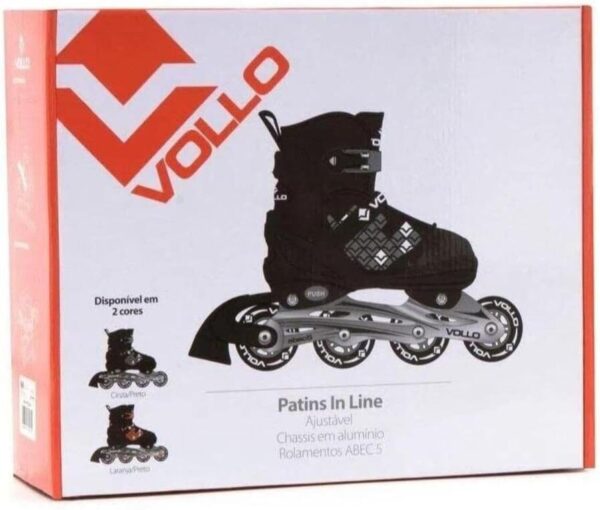 Patins In Line Cinza e Preto Pequeno Vollo Sports
