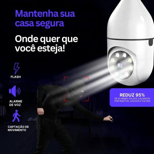 Câmera Segurança Lâmpada Ip Wifi 360° Full HD Yoosee Inteligente Prova D'água Giratória Visão Noturna Infravermelho Detecção de Movimentos 1080P HD Bivolt Premium