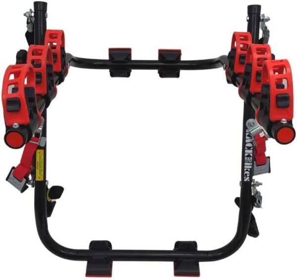 Suporte para bicicleta Transbike para 3 bicicletas Preto tira Vermelha Carros Sedan Hatch