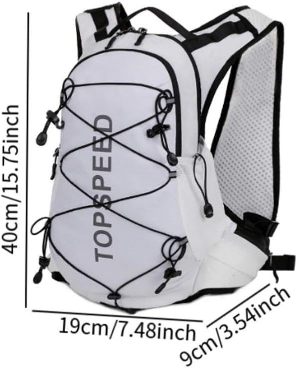Dynwave Pacote de hidratação 12l mochila de hidratação leve reflexiva ultraleve bexiga de água correndo mochila para escalada de montanha, branco