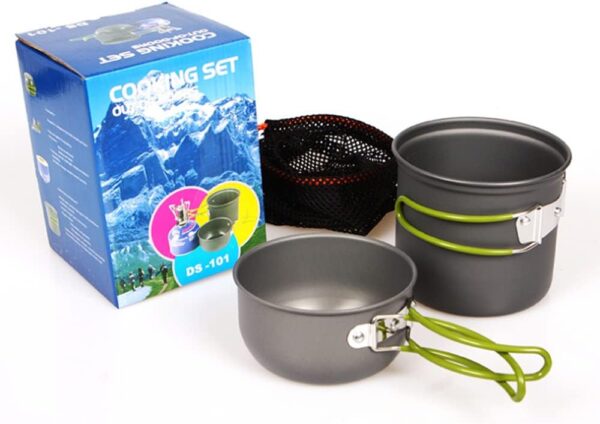 51z6WcDdW2L._AC_SL1000_.jpg Kit Panelas Compactas para Camping Trekking Pescaria Alumínio 2 Peças Com Pegador