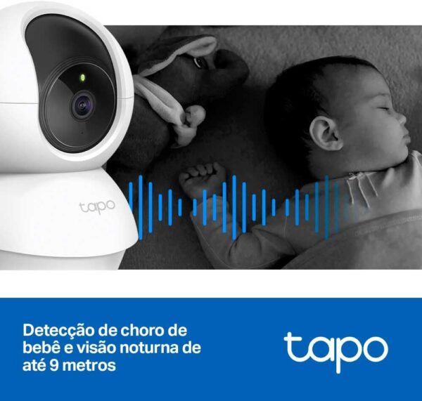TP-Link Tapo C200, Camera de Segurança Wi-Fi 360º, 1080p Full HD, Visão Noturna, Audio de duas vias, Detecção de Movimentos, Trabalha com Alexa, 512G de Armazenamento Local, Armazenamento na Nuvem