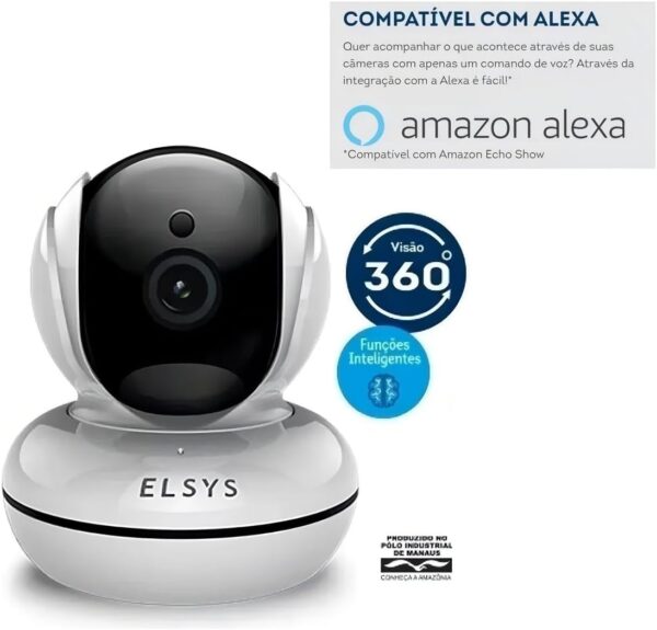 Câmera Inteligente Wifi Giratória Full HD MYRA 360 ESC-WR5F Elsys