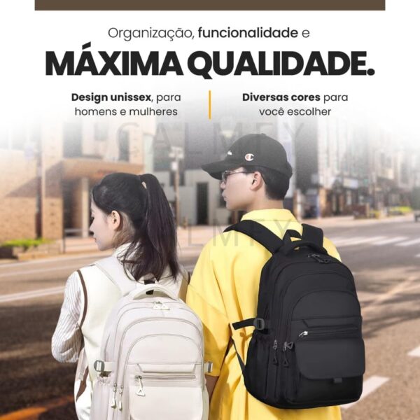 61-SvxPSpML._AC_SL1000_.jpg Mochila Versátil Unissex Grande - Escolar, Trabalho e Dia a Dia - Design Moderno, Material Impermeável, Resistente e Durável para Notebook