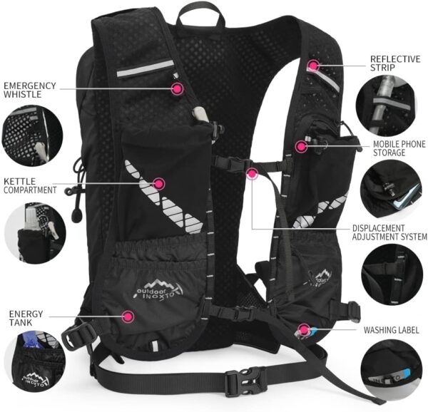 INOXTO Mochila De Hidratação, Aquática Com Reservatório Água À Prova Vazamento 2L, Colete Hidratação Para Corrida Masculino, Ciclismo, Motocross, Escalada, Trilha (Preta)