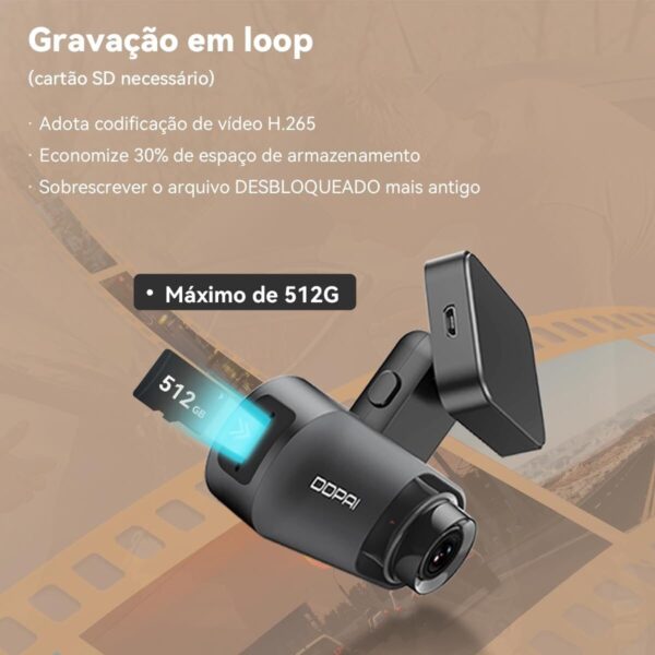 610Fkpr1HHL._AC_SL1200_.jpg DDPAI N3 Pro Câmera Veicular Frontal e Traseira 1600P+1080P, Dashcam com WiFi, GPS, Sensor G Aplicativo, Visão Noturna, Ampla Faixa Dinâmica, Monitor de Estacionamento 24 Horas(Sem Cartão SD)