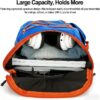 Mochila de caminhada dobrável com bolso frontal impermeável com zíper, mochila leve de hidratação, mochila de água para caminhadas diurnas, passeios, ciclismo rave para homens e mulheres, azul