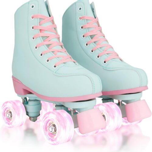6117qVJqPfL._AC_SL1500_.jpg jessie Patins para mulheres, meninas e adultos, couro de poliuretano com rodas iluminadas, patins para iniciantes e profissionais, ambientes internos e externos