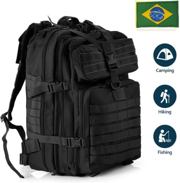 611j0Fplo9L._AC_SL1200_.jpg THURAM Mochila Tática 50L, Sistema MOLLE, Grande Capacidade para Trilhas, Acampamentos, Caça e Aventura - Mochila Resistente para 3 Dias de Emergência e Atividades ao Ar Livre