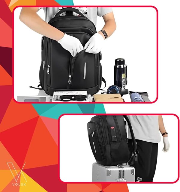 Mochila Masculina Executiva Grande Reforçada para Notebook Trabalho, Viagem e Escola Design Antifurto, Impermeável, com Cabo Reforçado, Saída USB e Fone, Conforto Segurança e Durabilidade, Unissex