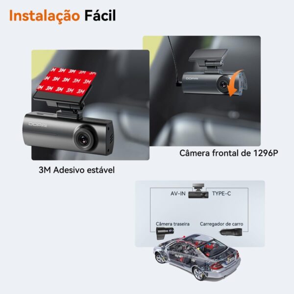 612YFVIsNzL._AC_SL1200_.jpg DDPAI N1 Dual Câmera Veicular Frontal Traseira 1296P+1080P, Dachcam com WiFi, Câmera para Carro com Visão Noturna, Aplicativo, Supercapacitor, Gravação em Loops, Estacionamento 24H (N1+128G Cartão SD)