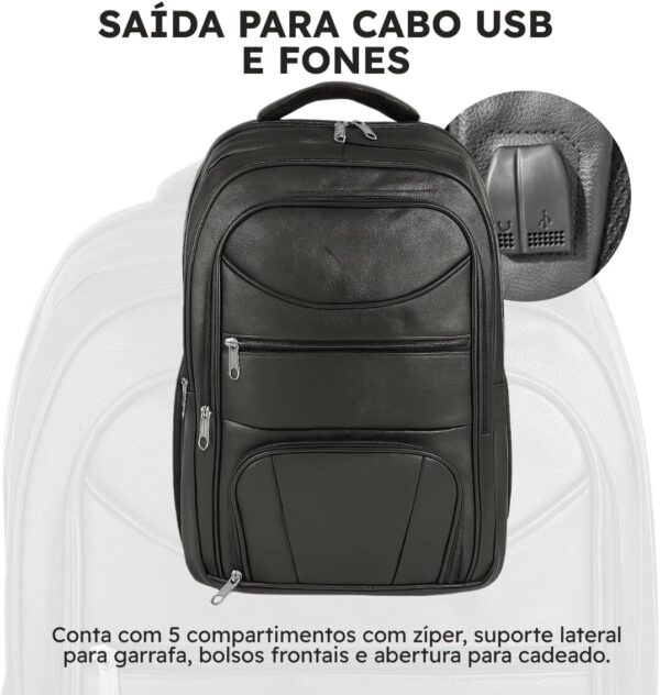 613a82QAdL._AC_SL1200_.jpg Mochila Executiva Impermeável Em Couro Sintético - Para Trabalho, Escola, Faculdade e Viagens