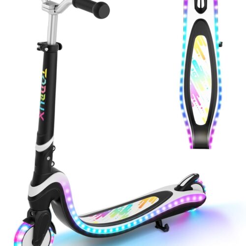 614J5qf1FYL._AC_SL1500_.jpg TONBUX Scooter infantil de 3 a 12 anos, patinete infantil com iluminação legal deck e rodas de PU, scooter ajustável em altura de 3 níveis com suporte, scooter leve crianças 3 anos