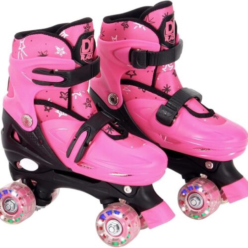 Patins Roller Ajustável Flash com Luz e Acessórios Rosa 30-33 DM Radical