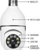 Câmera de Segurança Lâmpada WiFi IP Full HD 1080p com Rotação 360°, Visão Noturna, Detecção de Movimento, Áudio Bidirecional, Conexão 2.4G, Bocal E27, Bivolt