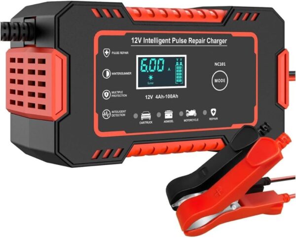 616J9uliHOL._AC_SL1000_.jpg Carregador de Bateria Inteligente 12V Bivolt com Display Digital – Para Carro, Moto e Caminhão | Proteção contra Superaquecimento, Sobrecarga, Curto-Circuito e Compensação de Temperatura - Premium