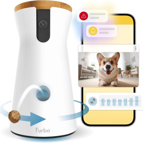 Furbo Videocamera per Cani a 360° con Abbonamento [Pacchetto Sicurezza Premium, 2023], 1080p Video, Indoor