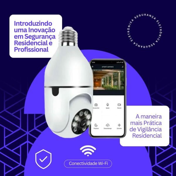Câmera Segurança Lâmpada Ip Wifi 360° Full HD Yoosee Inteligente Prova D'água Giratória Visão Noturna Infravermelho Detecção de Movimentos 1080P HD Bivolt Premium