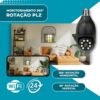 Câmera de Segurança Preta, Bocal, Lâmpada, IP WiFi 360º, Visão Noturna, Sensor Movimento, Com Áudio, Areas Externas e Internas, Camera para Celular