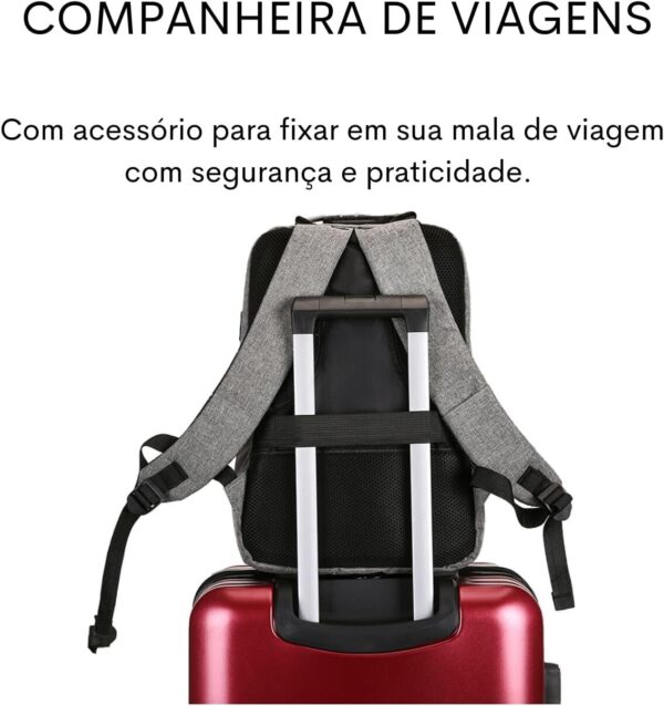 Mochila Executiva Impermeável Usb Senha Resistente Compacta (Cinza)