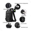 Mochila Bolsa Ombro á Prova D'água Sling Crossbody Bag com 1 Cabo USB e Entrada Masculina Meninos Casual Passeio