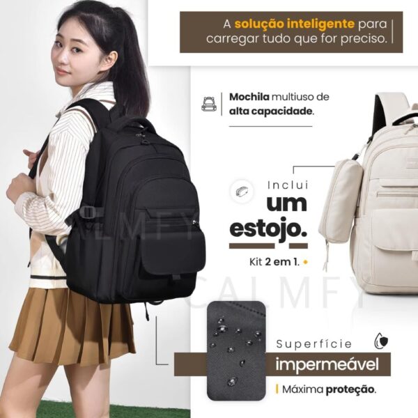 618nM37gykL._AC_SL1000_.jpg Mochila Versátil Unissex Grande - Escolar, Trabalho e Dia a Dia - Design Moderno, Material Impermeável, Resistente e Durável para Notebook
