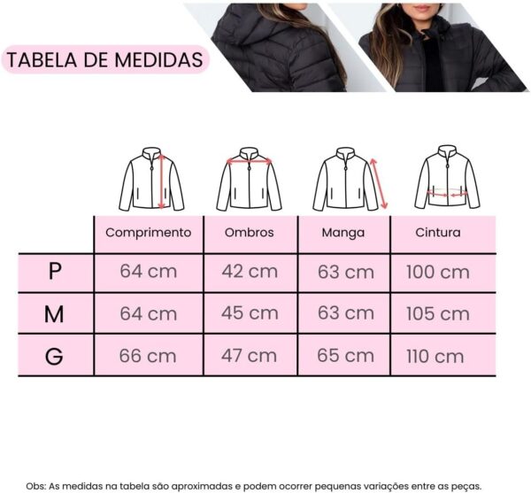 Jaqueta Puffer Bobojaco Feminina Casaco Corta Vento Acolchoada Impermeável Bolsos Capuz Removível