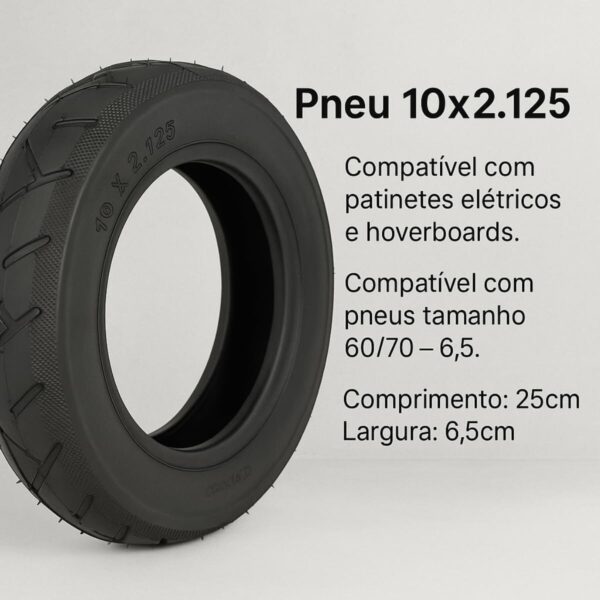 Kit 2 Pneus 10x2.125 P/Patinete Elétrico Scooter Hoverboard Par