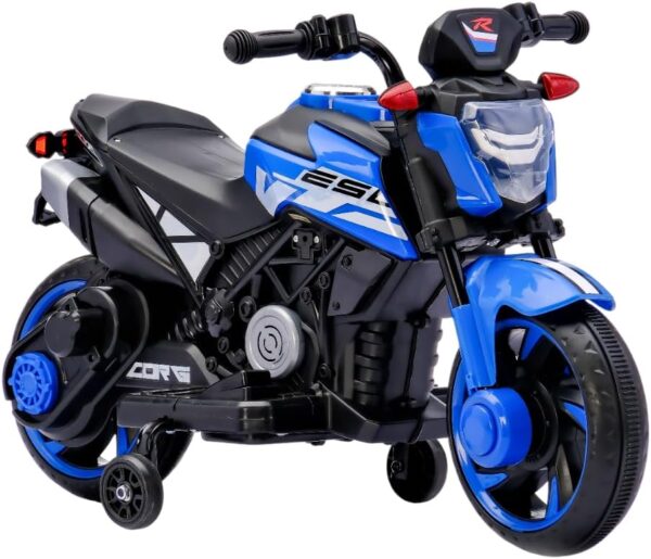 Bang Toys - Moto Elétrica Infantil Syren X2 12V - com Rodas de Treinamento, Luz de LED, Sons Realistas, Entrada USB/MP3 - Suporta até 25kg - Cor Azul