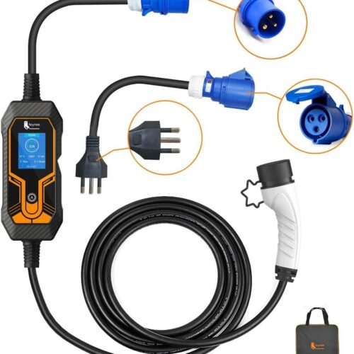 Carregador para Carro Elétrico Portátil, 3,5KW-7KW 20A 32A 85-264V Type 2 Cabo de 5M EV Tipo 2 Carros Elétricos e Híbridos,Uso interno/externo Aplicável a 99% dos modelos Envio de São Paulo, Brasil