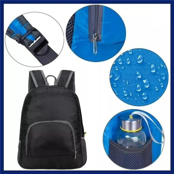 Mochila Dobrável Impermeável Nylon Esportiva Escolar 25L Resistente à Água (Azul Marinho)
