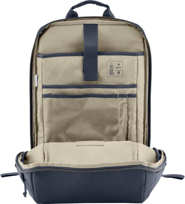 Mochila HP Travel - para Notebook de até 15,6 Polegadas, Multi-compartimentos, Expansível até 21L, com Alças Acolchoadas, Exterior Feito de Materiais Reciclados, Azul (6B8U7AA)