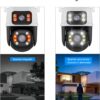 Câmera de Segurança WiFi Externa HD 3MP, IP Sem Fio com Visão Noturna Infravermelha, Dupla Lente Grande Angular, À Prova D'Água IP66, Detecção de Movimento e Áudio Bidirecional