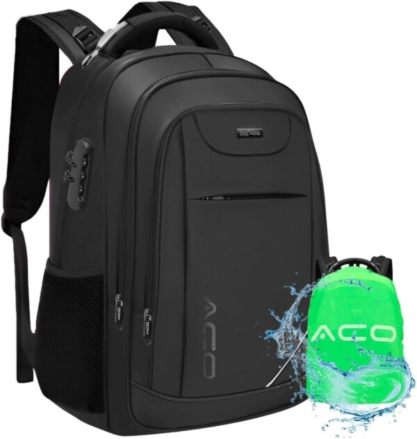 61E8jnZBvlL._AC_SL1200_.jpg Mochila Notebook Cadeado Reforçada Impermeável com Capa de Chuva Ergonômica Saída USB Fone de Ouvido Executiva Faculdade Viagem Masculina Feminina Premium