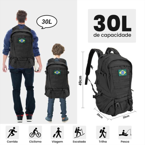 30L Mochila Masculina Resistente à Água Impermeável, Leve e Espaçosa para Acampamento, Trekking e Aventuras Outdoor