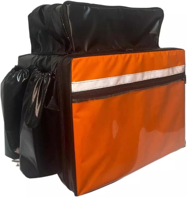 Capa Mochila Bag para Motoboy Delivery Impermeável 45L - SEM ISOPOR - Preto/Laranja