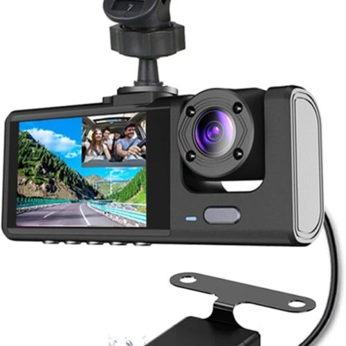 61IF6CzlG6L._AC_SL1500_.jpg Dash Cam Frente e Traseira Dentro 3 Câmeras 1080P+720P+480p Espelho Retrovisor do Carro Gravação de Vídeo do Carro Câmera de Visão Noturna Gravador de Câmera de Carro Gravador de Segurança Auto