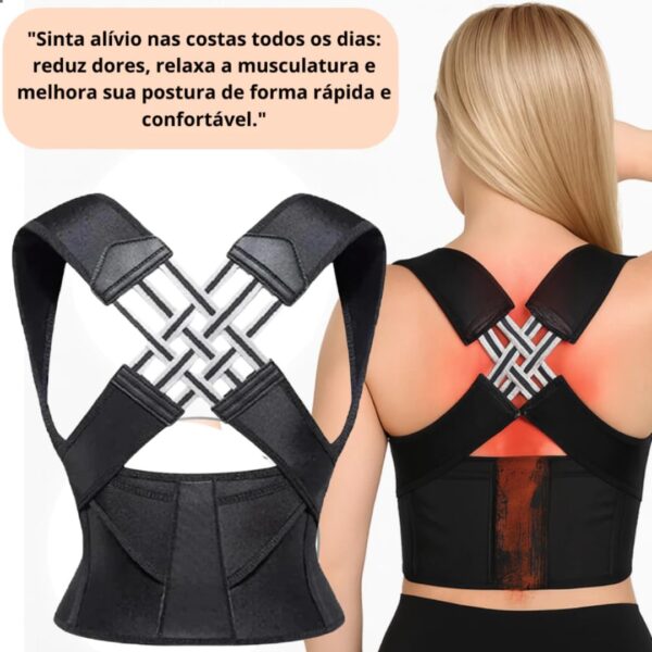 61Jb-0CRSL._SL1080_.jpg Colete Corretor de Postura Ortopédico Ajustável Postufit – Cinta Lombar e Cervical para Coluna, Alívio de Dores nas Costas Melhora a Postura e o Sono Produto M - G