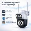 Câmera de Segurança WiFi Externa HD 3MP, IP Sem Fio com Visão Noturna Infravermelha, Dupla Lente Grande Angular, À Prova D'Água IP66, Detecção de Movimento e Áudio Bidirecional