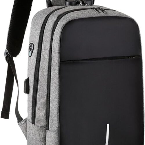 61MDkFZOUPL._AC_SL1250_.jpg Mochila Executiva Impermeável Usb Senha Resistente Compacta (Cinza)