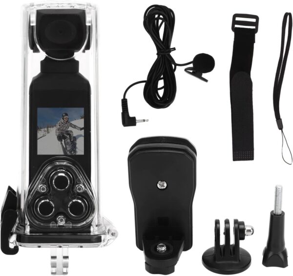 61MblQDFJuL._AC_SL1500_.jpg Luqeeg Câmera, filmadora habilitada para Ultra HD 4K, câmera rotativa antitrepidação de 270° com clipe de microfone para atividades ao ar livre, equitação, mergulho,