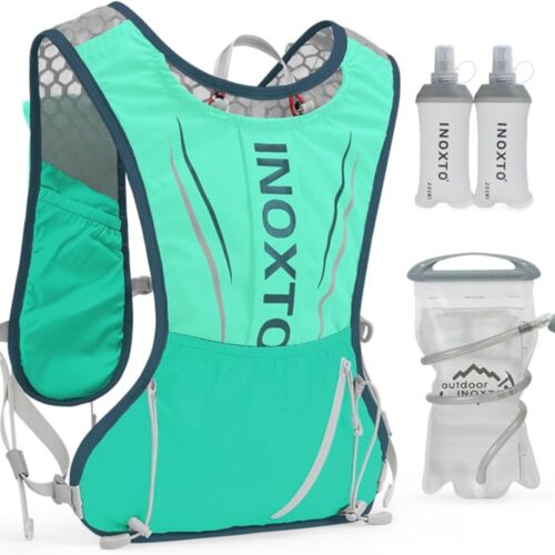 Colete de hidratação para corrida para homens e mulheres Mochila de água para corrida 3L Pacote de hidratação para corrida de trilha Maratona Caminhada (Verde-1,5L+250ML)