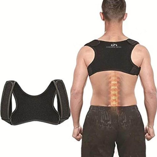 61Q5aGu6r9L._AC_SL1500_.jpg Corretor de Postura Ajustável Colete Ergonômico Alívio Dor Melhora Postura Suporte Ortopédico Coluna, Copper Heal L/XL