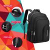 Mochila Masculina Executiva Grande Reforçada para Notebook Trabalho, Viagem e Escola Design Antifurto, Impermeável, com Cabo Reforçado, Saída USB e Fone, Conforto Segurança e Durabilidade, Unissex