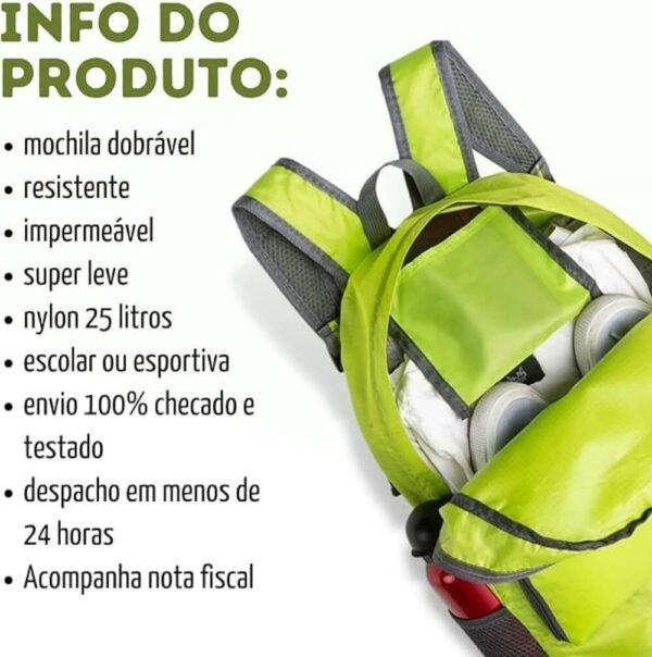 Mochila Dobrável Impermeável Nylon Esportiva Escolar 25L Resistente à Água (Azul Marinho)