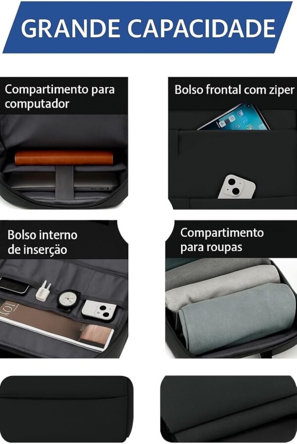 61SeL8ycvwL._AC_SL1500_.jpg Mochila de viagem grande para mulheres e homens, mochila de mão, mochila de caminhada, Compartimento para Notebook, Sapatos e Entrada USB, para viagens, Cinza, 25L, Mochilas de viagem