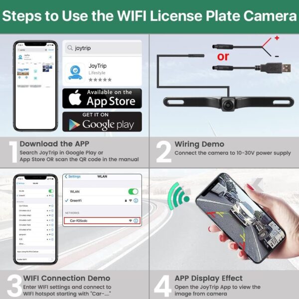 61SjJ6OtDkL._AC_SL1001_.jpg Câmera de segurança sem fio para carro WiFi, GreenYi 5G 720P HD, placa de carro com visão traseira/frontal para iPhone, iPad, Android, smartphones, tablets, que suportam Wi-Fi de banda dupla (2,4 GHz
